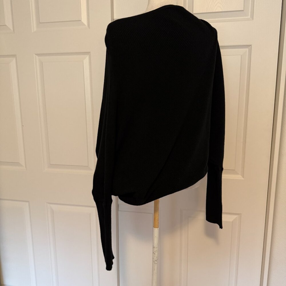 VICI Black Ribbed Knit Off Shoulder Oversized Sweater Sz M - Picture 4 of 6